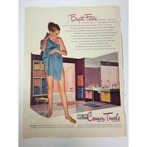 Vintage 1944 Cannon Towels Advertisement Print from Magazine Girl in Towel
